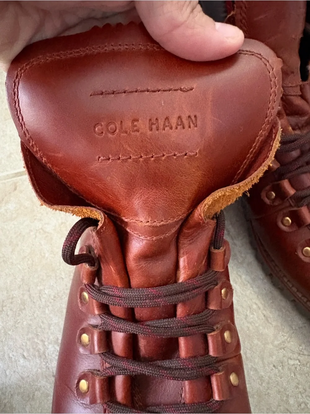 Cole Haan Men's Zerogrand Hiker Waterproof Boots in British Tan leather sz 10